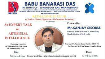 Poster for the expert talk on artificial intelligence